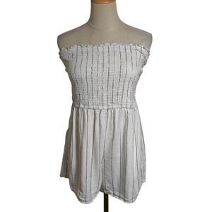 Abercrombie & Fitch Y2K White And Gray Smocked Strapless Romper